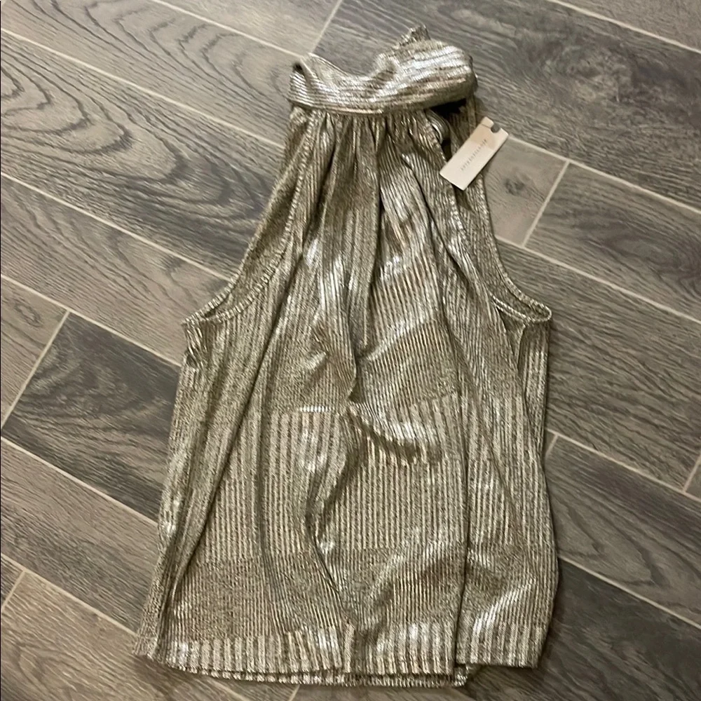 Anthropologie Maeve Metallic Silver Skirt - Picture 2 of 9